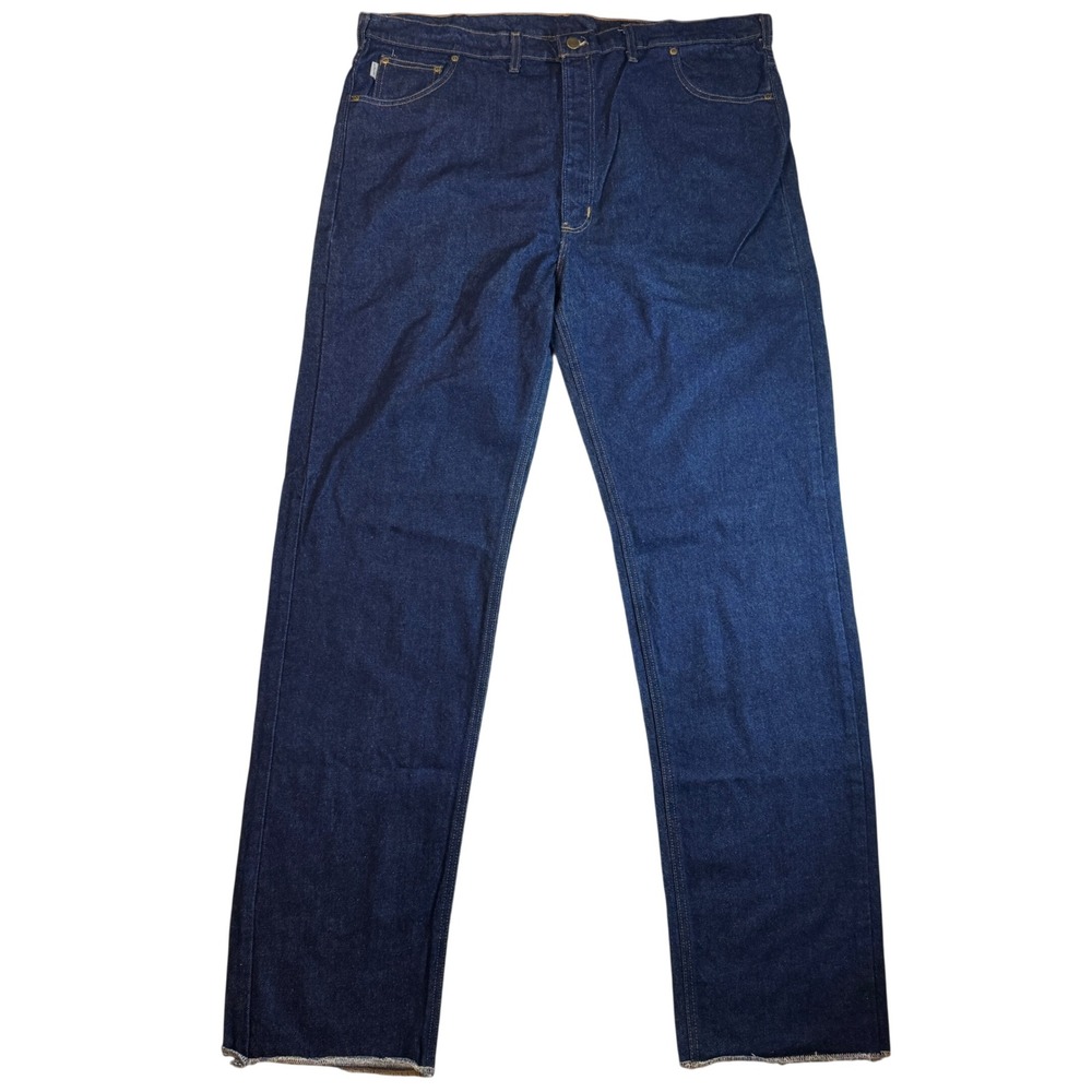 Vintage 80's Carhartt Dark Wash Denim Jeans Workwear Men's Size 44x37 Unhemmed